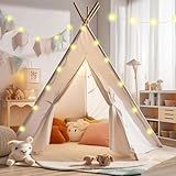 Kids Teepee Tent - Teepee Tent for Kids, Teepe for Toddlers 1-3 | TP Tent Indoor 100% Cotton Canvas Tipi Tents - Child TP for Play and Imagination