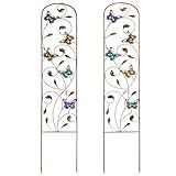 SUNNYPARK Set of 2 Butterfly Metal Garden Trellis for Climbing Plants, Decorative Vegetables Flowers Vine Trellis for Outdoor Patio 60'' H x 11'' W