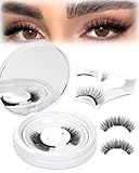 Natural Look Magnetic Eyelashes Kit - Reusable Double Sided Magnetic Lashes With Applicator and Mirror, Easy To Wear And Remove, No Glue Needed Strip Lashes, Black Faux Cils by EMEDA (Natural Look)