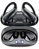 Wireless Earbuds Bluetooth 5.3 Sport Headphones with Earhooks,IPX7 Waterproof Earphones,48H Playtime Earbuds,Lightweight 7.8g,Noise Cancelling Mic Bluetooth Headphones for Running & Workout-Black