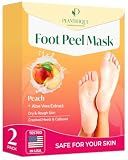 PLANTIFIQUE Foot Peeling Mask, Dermatologically Tested - 2 Pairs, Peach | Repairs Heels & Removes Dry Dead Skin for Baby Soft Feet - Exfoliating Foot Peeling Mask for Dry Cracked Feet