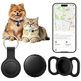GPS Tracker for Dogs/Cats, Smart Collar with Real-Time Location - Pet Location Tracker with Holder, No Monthly Fee/No SIM Card, Works with iOS Find My, Ultra-Slim, IP68 Waterproof,Compact Design