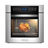 Empava 24 Inch Electric Single Wall Oven with 10 Cooking Modes, Convection Fan and Rotisserie, Screen Touch Control, Stainless Steel