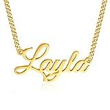 Lovenus Name Necklace Personalized, 18K Gold Plated Custom Name Necklaces for Women Customized Name Plate Pendant Jewelry Gifts for Women