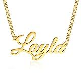 Lovenus Name Necklace Personalized, 18K Gold Plated Custom Name Necklaces for Women Customized Name Plate Pendant Jewelry Gifts for Women
