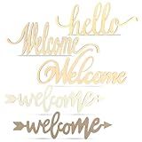Joyavo Welcome Hello Unfinished Wooden Letters Wood Cutout Signs for Wreath Blank Decorative Word Signs for Crafts/Painting/Wall Decor/Letter Board/DIY (5PCS)
