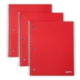 Amazon Basics 4x4 Graph Ruled Spiral Notebook, Poly Cover, 100 Sheets, 9" x 11", Coral, 3 pack