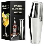 Professional Boston Cocktail Shaker Tins, 18oz & 28oz 2-Piece Boston Shaker, Weighted 304 Stainless Steel Shaking Tins,Professional Bar Tool for Bartenders, Silver