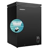 EUHOMY 3.5 Cu.Ft Chest Freezer with Wheels, Small Deep Freezer Adjustable 7 Thermostat, Quiet Mini Freezer Free-Standing Top Door, Energy Saving for Apartment/Garage/Basement/Dorm/Home, New Black