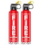 AmzBoom 2-Pack Fire Extinguisher for Home, Kitchen, Car, and Grill with Mounting Bracket– Extinguishing Spray, Compact A, B, C, K – Eco-Friendly, Prevents Reignition.