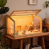 Vilanpaw Hamster Cage: 24inch Wooden Small Animal Cage with Warm Light