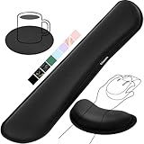 Gimars Upgrade Enlarge Silky and Superfine Fabric Gel Memory Foam Keyboard Wrist Rest Set, Ergonomic Keyboard Mouse Wrist Support for Typing Pain Relief, Comfort for Office, Gaming, Computer, Black