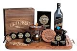 Mahogany Whiskey Smoker Kit with Quad Torch & Wood Box for Smoked Old Fashioned, Bourbon & Cocktail Drinks – 6 Chips, & Gift Set Infuser for Men, Husband, Boyfriend by G&J's Finest