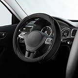 Skechers Steering Wheel Cover, Memory Foam Car Steering Wheel Cover,14.5-15inch Anti-Slip Safety Comfortable Desgin, Universal Accessory for Diverse Cars, Truck,SUV (Black & Black)