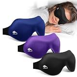 3 Pack Sleep Masks for Side Sleepers, True Blackout 3D Eye Mask for Sleeping, Zero Eye Pressure, Lash-Friendly, Adjustable Soft Eye Cover for Women Men, Travel Night Blindfold