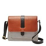 Fossil Women's Kinley Leather & Fabric Small Crossbody Purse Handbag, Black Stripe (Model: ZB7226080)