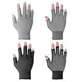 Half-Finger Slip Breathable Fingerless Work Gloves Lightweight Slip Fingerless Grip Gloves Non-slip Yoga Glove Exercise Work Glove for Cycling Motorcycle, Rowing Cycling Workout, 2 Pairs, Black, Grey