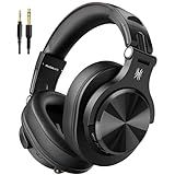 OneOdio A70 Bluetooth Over Ear Headphones, Wireless Headphones with 72H Playtime, Hi-Res, Built-in Mic, 3.5mm/6.35mm Wired Audio Jack for Studio Monitor & Mixing DJ Guitar AMP, Computer PC Gaming