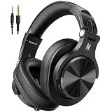 OneOdio A70 Bluetooth Over-Ear Headphones, Hi-Res Wired DJ Studio - Black