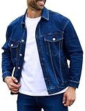 Bindefon Denim Jackets for Men Trucker Jean Jacket Unlined Coats Spring Fall Outfits(Blue,M)