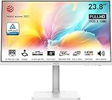 MSI Modern MD2412PW 24-inch IPS 1920 x 1080 (FHD) Computer Monitor, 100Hz, Adaptive-Synch, HDR Ready, HDMI, USBC 15W Power Delivery, Speaker, VESA Mountable, Height Adjustable, 1ms, White