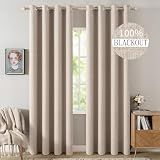 MIULEE 100% Blackout Linen Curtains for Bedroom 52x84 Inches Natural Beige