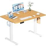 DUMOS 48 Inch Electric Standing Desk Height Adjustable, Sit to Stand Up Computer Workstations Work PC Table Home Office Study Writing Gaming Desks with Memory Presets for Walking Pad, Bedroom, Oak
