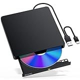 CALOETHNEY External Blu-ray Drive, USB 3.0 & Type-C BD/DVD/CD Burner – Portable Blu-ray Player with 3D Playback, Compatible with Windows, Linux, Mac OS (2 IN1)