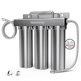 Waterdrop TST-UF 0.01μm Ultra-Filtration Under Sink Water Filter System, Stainless Steel Under Sink Water Filtration System, Removes 99% of Substances, Chlorine, Bad Taste & Odor, No Drill Required