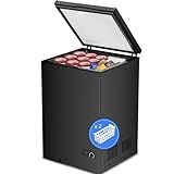 Kismile 3.5 Cubic Feet Chest Freezer with 2 Removable Baskets Free Standing Top Open Door Compact Deep Freezer with Adjustable Temperature for Home/Kitchen/Office/Bar (3.5 Cubic Feet, Black)