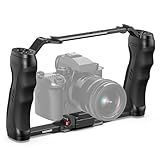 NEEWER Video Camera Cage Rig with Arca Type Quick Release Plate, Double Handles, 3/8" ARRI 1/4" Threads, Cold Shoes, Universal Camera Stabilizer, Compatible with SmallRig NEEWER Base Plate, CA077