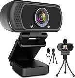ToLuLu 1080P Webcam with Microphone, HD Webcam Web Camera with Tripod Stand