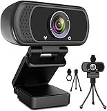 ToLuLu 1080P Webcam with Microphone, HD Webcam Web Camera with Tripod Stand, Widescreen USB Computer Camera, Streaming Mic Web cam for Online Calling/Conferencing,Facetime/YouTube Desktop Laptop PC