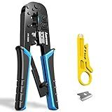 AMPCOM RJ45 Crimping Tool, 8P/6P-RJ11, RJ12 Crimper Cutter Stripper AM-568R