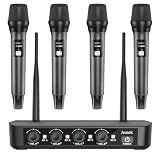 Aveek Wireless Microphone System 4 Pack, 262FT Long Range Low Latency Mics