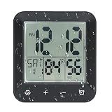 Digital Shower Clock Waterproof,Bathroom Extra Large LCD Screen Wall Clock Timer,Countdown,Moisture Proof,Anti Splash,Display Temperature,Time,Date and Day of the Week,Suction Cup,Hanging,Hole Stand