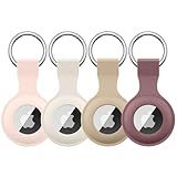 4 Pack Airtag Case Holder for Apple Air Tag, Airtag Case with Anti-Lost Keychain, Silicone Protective Cover for Kids' Backpacks, Dog Collars, Luggage, Multi-Color Protective AirTag Accessories