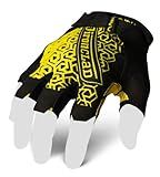Ironclad Gaming Gloves, Half Finger Coverage, Precision Fit, Performance Silicone Grip, Moisture Wicking Construction, 1 Pair, Yellow and Black, X-Large