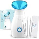 Pure Daily Care NanoSteamer Large 3-in-1 Nano Ionic Facial Steamer with Precise Temp Control - Humidifier - Unclogs Pores - Blackheads - Spa Quality - Bonus 5 Piece Stainless Steel Skin Kit (Teal)