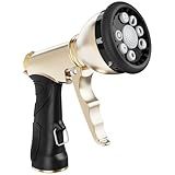 RAINPOINT Garden Hose Nozzle, 9 Spray Patterns Hose Sprayer Nozzle, Heavy Duty Metal Water Hose Nozzle, Adjustable Hand Sprayer, Watering Plants and Lawn, Pet Showering (Nozzle, Gray)