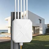 Mekupc AX3000 Outdoor WiFi 6 Extender - Outdoor Access Point - Long-Range Dual Band WiFi, IP67/PoE/5 Antennas for Events, Commercial Use | Starlink-Compatible