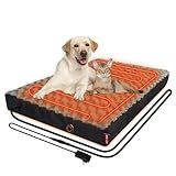 HyphessAda Heated Dog Bed with12V~24V Safe Voltage, Electric Heating Arthritis Orthopedic Dog Bed with Thickened Memory Foam, Heated Pet Bed with Waterproof Cover for Medium Dogs, Large Dogs (Medium)