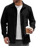 COOFANDY Mens Lightweight Button Down Shirt Jacket Casual Shacket Overshirt Black