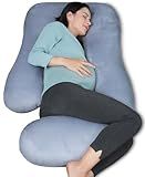 MOON PARK Pregnancy Pillows for Sleeping - 57 Inch U Shaped Full Body Maternity Pillow with Removable Cover - Support for Back, Legs, Belly, HIPS - Pregnancy Pillow for Women - Grey