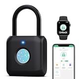Keylesslife Fingerprint Padlock,Smart Padlock APP Control,Gym Locker Lock,Fingerprint Lock USB Rechargeable for Gym Locker,Locker, School,Storage Black