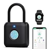 Keylesslife Fingerprint Padlock,Smart Padlock APP Control,Gym Locker Lock,Fingerprint Lock USB Rechargeable for Gym Locker,Locker, School,Storage Black