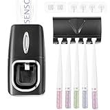 RIDGEPOLE Toothbrush Holder and Toothpaste Dispenser Set, Automatic Toothpaste Squeezer Dispenser, Dispenser Toothpaste Squeezer Kit, Wall Mounted Bathroom Accessories (Black)