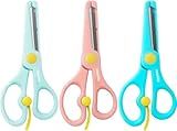 ANJOBIBI,Safety Craft Scissors For Kids 3-Pack,Preschool Training Scissors,Ergonomic Handle Perfect for Paper Cutting-2.0 (Pink+ Baby blue+ Deep Blue)