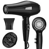 ANNLARY Ionic Hair Dryer with Diffuser, Blow Dryer, Professional 1875W Powerful AC Motor Hairdryer with 8.2Ft Cord for Women & Men, Fast-Drying Blow Dryer with Nozzle for Home, Salon