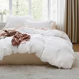 Bedsure Prewashed Duvet Cover King, Bedding Set with Zipper Closure, White